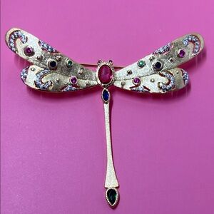 Rachel Glauber 14K GP CZ Dragonfly Pin Brooch